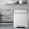 9.5 Gallon (2 x 18 L) Dual Trash Can, Stainless Steel Garbage Can with Soft-Close Lid for Kitchen, Hands-Free Recycle Bin with 2 Compartment Removable Inner Bucket for Home, Office