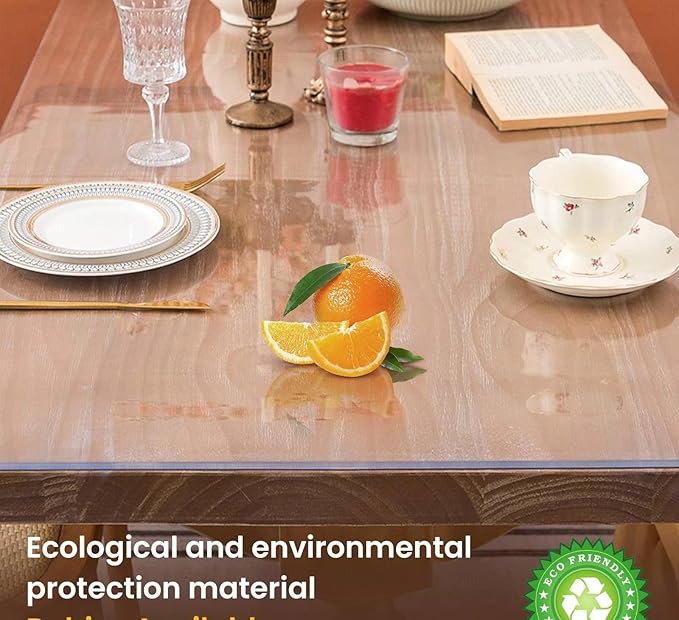 Whirltique Clear Table Cover Protector, 44 x 78 Inch Table Protector for Dining Room Table, 1.5mm Thick Clear Plastic Table Cover, Table Pad Mat for Kitchen, Writing Desk Pad for Desktop