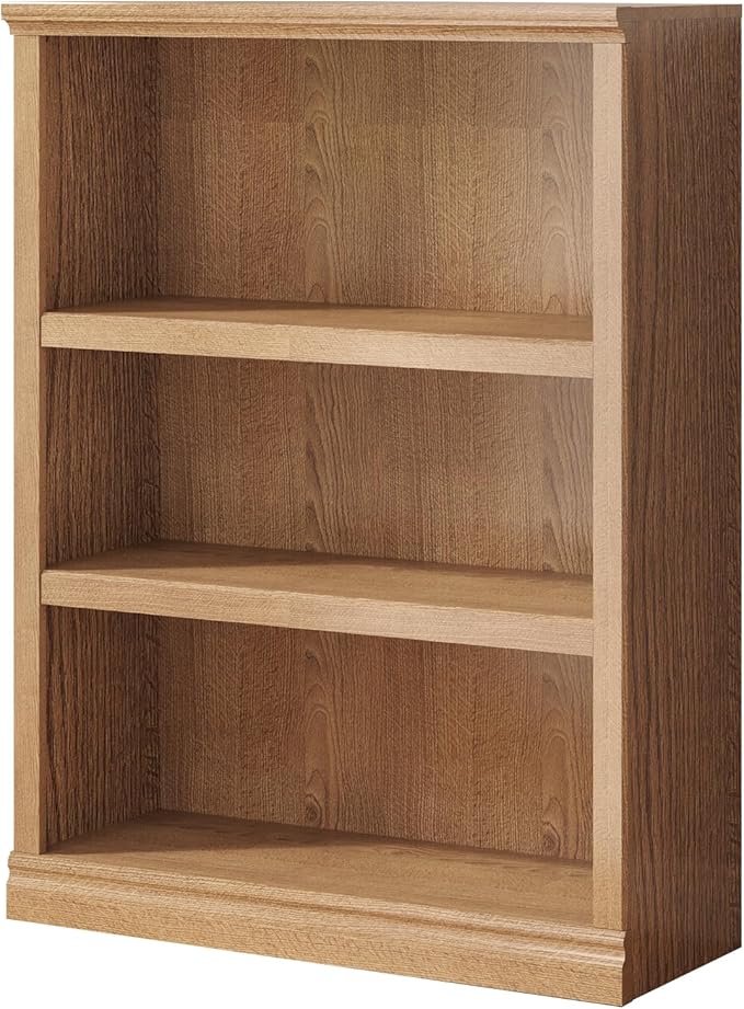 Bevfint 43 in Tall Bookcase, 3-Tier Bookshelf Open Storage, 33 inch Wide Floor Standing Indoor Furniture, Book Cases for Home School Library Office Bedroom Kids, Oak 3 Tiers