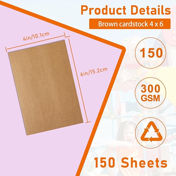 Guakicae 150 Sheets Brown Cardstock 5 x 7 Kraft Paper, 300gsm/110lb Heavyweight Flat Card Stock Printer Paper for Cards Making, Wedding Invitations, Greeting Cards, Birthday, Mailing