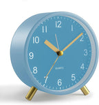 Analog Alarm Clock, 4 inch Super Silent Non Ticking Small Clock with Night Light, Battery Operated, Simple Design, easy setting for Office, Bedroom, Bedside, Desk, teens, elders, kids, adult, Skyblue