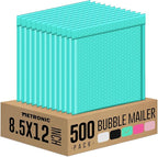 Metronic Bubble Mailers 8.5x12 500 Pack Teal Usable Size 8.5x11 Waterproof Thick Padded Envelopes Mailing Bubble Padded for Packaging, Makeup, Mailing, Shipping, Small Items Supplies