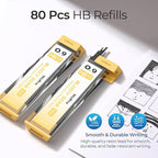 Nicpro Blocky Gear 0.9 mm Mechanical Pencils Set in Case, Metal Pencil with 0.9mm HB Lead Refills, Eraser for Professional & Adult Art Writing Drafting Drawing