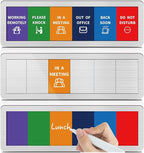 Office Door Signs with 6 Printed Status Options – Do Not Disturb, Out of Office, In a Meeting, Please Knock, Work from Home, Back Soon – Includes Custom Personalized Blank Sticker for Privacy Workspace or Studio Available and Away