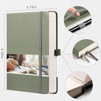 EMSHOI Notebook College Ruled - 256 Numbered Pages, 120 Gsm Thick Paper, A5 Hardcover Leather Lined Journal for Men & Women Work School Journaling Writing Diary 5.7" X 8.3"(Green)