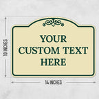 Custom Decorative Sign, Personalized Metal Sign for Business, Driveway, Home, Airbnb, Office Door Plaque, Green Border Sign, 14x10 Inches, ACM, Fade Resistant, Made in USA by Sigo Signs