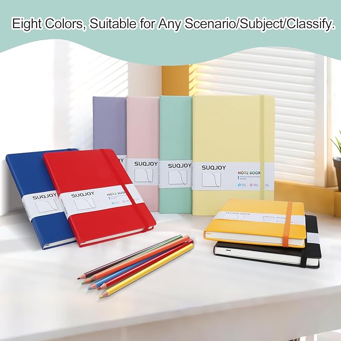 SUQJOY Lined Journal Notebooks for Writing, 100 GSM Thick Paper, 1 Pack Hardcover Notebooks, A5 College Ruled Notebook, Journaling Notebook for School/Travel/Office (Light Green- 1 Pack)