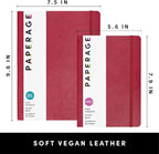 PAPERAGE Softcover Lined Journal Notebook (Red), 176 Pages, Large B5 College Ruled Notebook, 7.5 inches x 9.8 inches - 100 GSM Thick Premium Paper, Soft Vegan Leather Journal for Home, Work & School