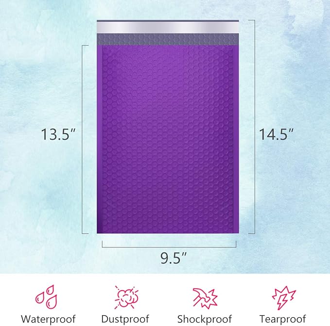 UCGOU Bubble Mailers 9.5x14.5 Inch Purple 25 Pack Poly Padded Envelopes Large #4 Mailing Packages Opaque Packaging Postal Self Seal Adhesive Waterproof Boutique Shipping Bags for Clothes