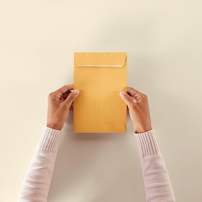 Amazon Basics Self Adhesive Catalog Mailing Envelopes, Peel and Seal, 6x9 Inch, Brown Kraft, 100-Pack