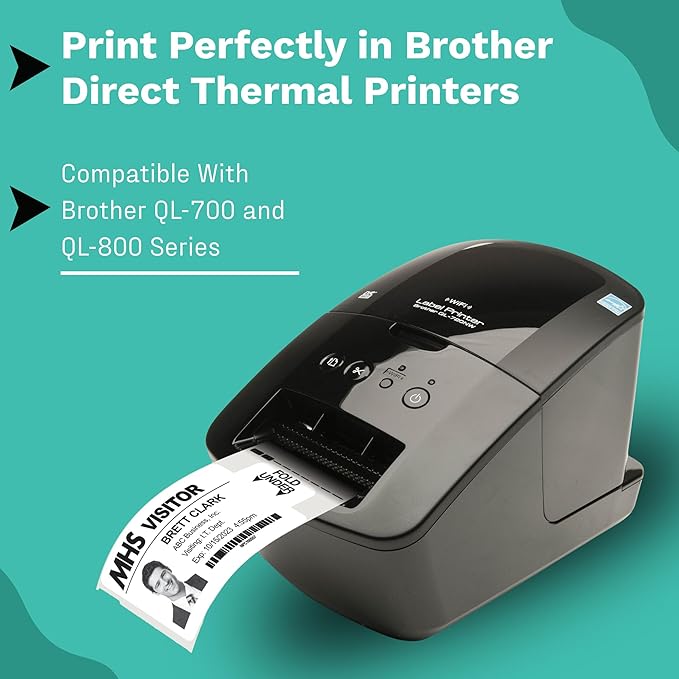 Threshold 3.25 Inch Tab Expiring Visitor Badges on a Roll | 4 Rolls (1,000 Badges) Compatible with Brother Direct Thermal Printers | Name Tag Stickers | Hospital, Office & Secretary Supplies