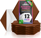 Acoustic Panels 12 Pack Soundproof Wall Panels, 14" X 12" X 0.4" Sound Proof Panles, High-Density Wall Decoration Sound Absorbing Panel, Hexagon Wall Panel for Home Office with Self-Adhesive-Coffee