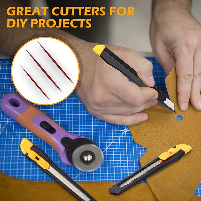 Lanties 300 Pcs Box Cutters Retractable Utility Knife Office Supplies 9mm Wide Blade Cutter Compact Razor Knife for Home Use(Black)