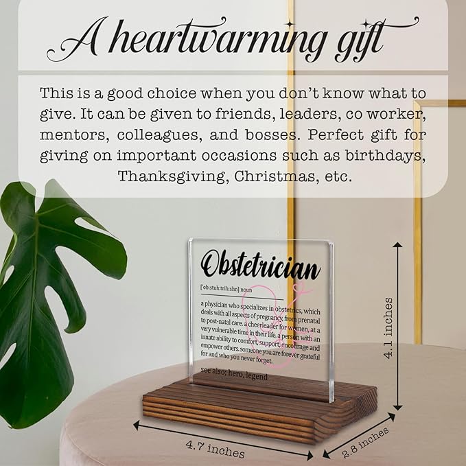 Obstetrician Appreciation Gift for Women’s Healthcare Providers, Thank You Desk Decor Sign for OB Doctors, Pregnancy Care Recognition Plaque PA065