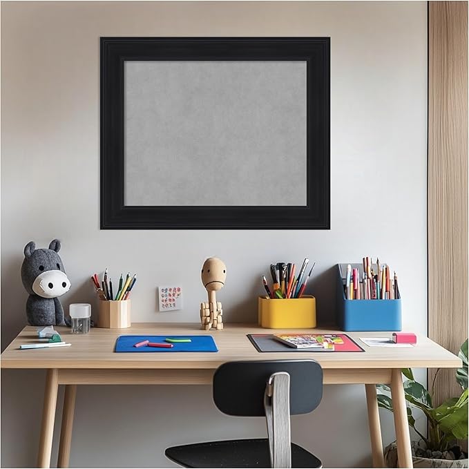 Amanti Art Black Framed Magnetic Board 21x25 Small Vision Board for use with Magnets, 100% Metal Sheet to Display Items as Office Decor or for Home Organization in mudroom, Kitchen or Kids Room