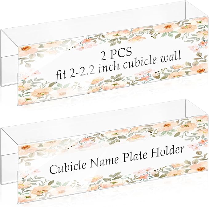 SHIQIKEJIPTY Cubicle Name Plate Sign Holder - Double Sided Nameplates for Walls - 2X8 PET Material Changeable Cubicle Name Plate Holder for School Office (2)