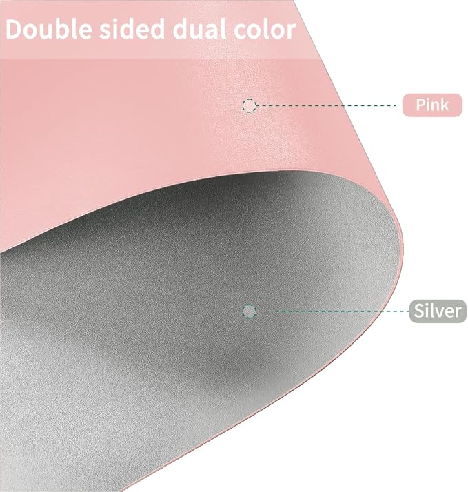Zinkooat Desk Pad Mat - 24x60 Inch Waterproof Easy to Clean Can Conceal Flaws Protector The Table Top from Scratches Used for Coffee Table Office Table Dresser(Pink+Silvery 24x60)