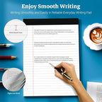 White Legal Pads 8.5 x 11 Notepads, 12 Pack Writing Paper Note Pads 8.5x11, Micro Perforated Wide Ruled Lined Writing Pads 30 Sheets for Home Office School Work, Legal Notepads Double-Side Printed Per Pad