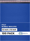 Royal Blue Large Poly Bubble Mailers 12x15 inch | Self Seal Padded Envelopes Cushioned Bubble Mailer | Usable Size 12x15 | WaterProof | Lightweight mailing Shipping Bags | 100 Pack Bulk