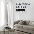 Asnefeli 4 Panel Room Divider and Folding Privacy Screen, Foldable Wood Arched Room Divider Wall, Portable Partition Screen, Room Partition Divider for Room Separation for Home Office Bedroom, White