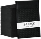 skardeco 4x8 Inch Black Bubble Mailers 80 Pack Self-Seal Poly Padded Envelopes Suitable for Small Businesses to Package and Mail Jewelry Cosmetics, Electronic Products, Cards (Black, 4 x 8-80)