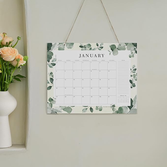 Cabbrix Desk Calendar 2026 with Desktop Mat, 2026 Desk Calendar January 2026 to December 2026, 15" x 12" Flat Monthly Desktop Calendar for Home Office School Planing, Greenery