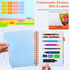 Hardcover Spiral Notebook 8"x10" Journal Notebook with Tabs and Removable Dividers 300 Pages 5 Subject Notebook College Ruled, Faux Leather Spiral Bound Notebook for Women School Work (Orange)
