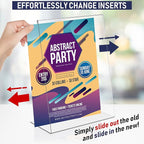 Acrylic Sign Holder 8.5 x 11, Slant Back Display Stand, A-Frame Flyer Display for Office, Menu Holder, and Table Signs. Acrylic Stands for Paper and Sign Frame, Perfect for Tabletop Use (6 Pack)