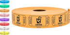 Tacticai 1000 Raffle Tickets, Drink, Orange (1 of 8 Colors), Single Roll for Events, Entry, Class Reward, Fundraiser & Prizes
