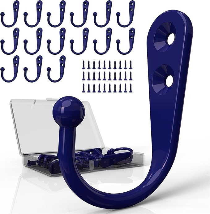 ZAYBOD 15-Pack Coat Hooks with 30 Screws | Heavy Duty Wall Mounted for Robe, Backpack & Keys | Entryway, Bathroom, Bedroom Hanging Hardware (Purple)