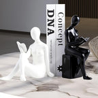 TYGKROF Decorative Bookends,Ceramic Statue Book Ends,Home Office Modern Bookends,Decor Aesthetic Reading Book Holders for Bookshelf,Bedroom Living Room Decoration Unique Bookends(Black and White)