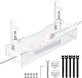 Under Desk Cable Management Tray, No Drill Mesh Desk Cable Tray, Wire Management Tray Cable Management Rack, Wire Organizer and Cable Management Box (White)