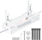 Under Desk Cable Management Tray, No Drill Mesh Desk Cable Tray, Wire Management Tray Cable Management Rack, Wire Organizer and Cable Management Box (White)