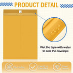 Motipuns 10 Pcs Manilla Envelopes 16 x 20 Inch Large Clasp Envelope Catalog Envelopes with Clasp Closure for Mailing Thick Documents Home, Business, Legal or School Storing Mailing (Golden)