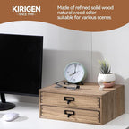 Kirigen Drak Wooden Office Storage Drawers Shallow Type - Desktop Filing Organization for Machine Printer Stand (BR, 2-Layer&2 Drawers)