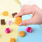 Cookie Erasers for Kids, 12 Pieces 3D Cute Food Puzzle Mini Biscuit Eraser, Cool Fun Take Apart Desk Pet Erasers for Girls