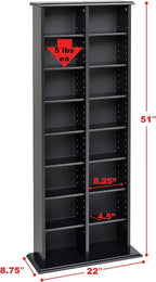 Prepac 2 Column Tall Cabinet Media, Double Multimedia Storage Tower, Black
