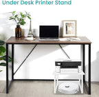 ELITEROO Desktop Printer Stand with Storage, Printer Stand Shelf Desk Organzier for Home/Office, Modern Wood Printer Riser Under Desk Small Table for Printer Fax Machine Copier Scanner (White)