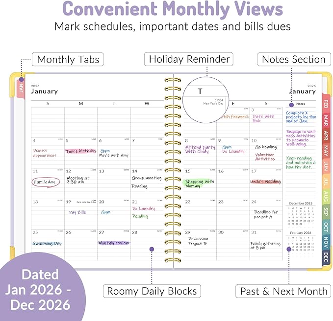 2026 Planner, Forvencer Calendar Planner Weekly and Monthly, Jan 2026-Dec 2026, 8.5" X 11", Hardcover Agenda Book, Daily Journal Organizer with Inner Pocket, Notebook for Office School, A4, Green