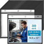 30 Pack Horizontal Job Ticket Holders 8.5"x11", Landscape Plastic Document Holder, Heavy Duty Clear Document Protector Sleeves for Shop, Office & Classroom Reusable Work Order Plastic Sleeves