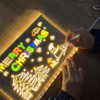 Led Note Board with Colors, 12” X 8” Acrylic Led Light Up Message Board, Acrylic Dry Erase Memo Arts Doodle Desktop Note Illuminated Wordpad Writing Board for Home Shop Christmas etc