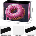 Famame Round Pink Dount Pencil Holder for Desk, Leather Desktop Container Pen Cup Storage Study Table Pen Organizer Makeup Brush Holder for Classroom Office Home