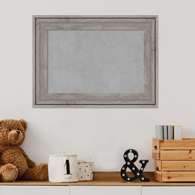 Amanti Art Grey Framed Magnetic Board 17x23 Small Vision Board for use with Magnets, 100% Metal Sheet to Display Items as Office Decor or for Home Organization in mudroom, Kitchen or Kids Room