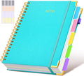 HHardcover Spiral Notebook 8.5"x11" Journal with Removable Dividers Tabs, 300 Pages Leather 5 Subject Notebook College Ruled, Large A4 Notebooks for Work School, Lined Journal for Women, A4 Blue