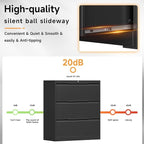 Bestoo 3-Drawer Lateral File Cabinet with Lock, Filing Cabinet for Home Office, Metal File Storage Cabinets, Fits File Folders, Letter/Legal/F4/A4 Sizes, Assembly Required (Black)