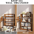 AnywaysWood 4 Tier Solid Wood Open Shelf Bookcase,Modern Wooden Display Bookshelf,Farmhouse Wide Bookshelves, Freestanding Storage Cabinet for Study Room Office Living Room sunroom