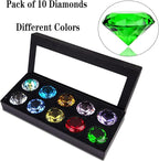 40mm(1.5 in) Crystal Diamond Jewels Paperweight Fake Diamonds Table Decoration Party Favors Gift, Glass Paperweight, Pack of 10 (Multicolor)