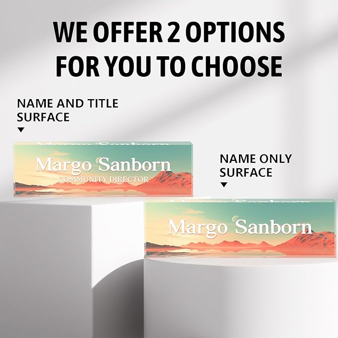 Personalized Name Plate for Desk Custom Acrylic Desk Name Plate Custom Employee Appreciation Gifts Office Gifts for Women, Men, Boss, Coworkers, Teacher, Nurse (Desert)