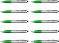 DISCOUNT PROMOS Stylus Ballpoint Pens Set of 10, Bulk Pack - Black Ink, Great for Office, School, Business, Tradeshows, Events - Green