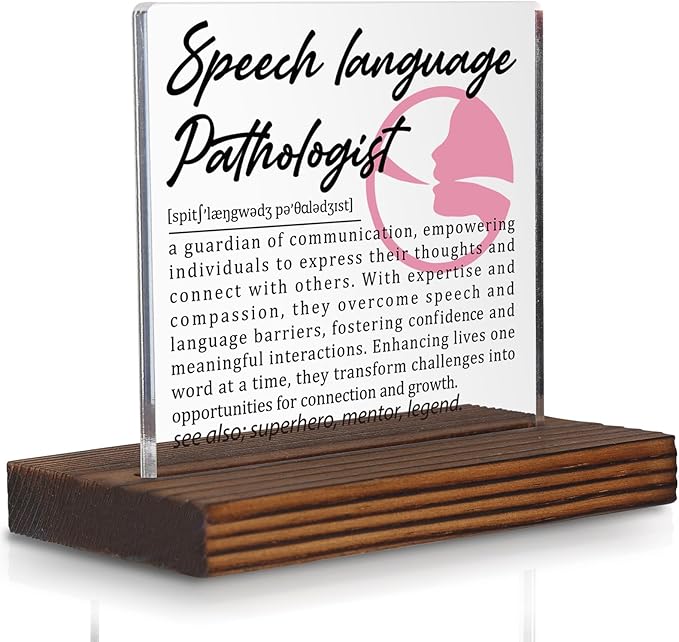 Speech Language Pathologist Gifts, Thank You Appreciation Gifts for SLP Week Graduation Birthday Christmas Communication Support Therapist Office Desk Decor Decorative Signs Plaque PA011